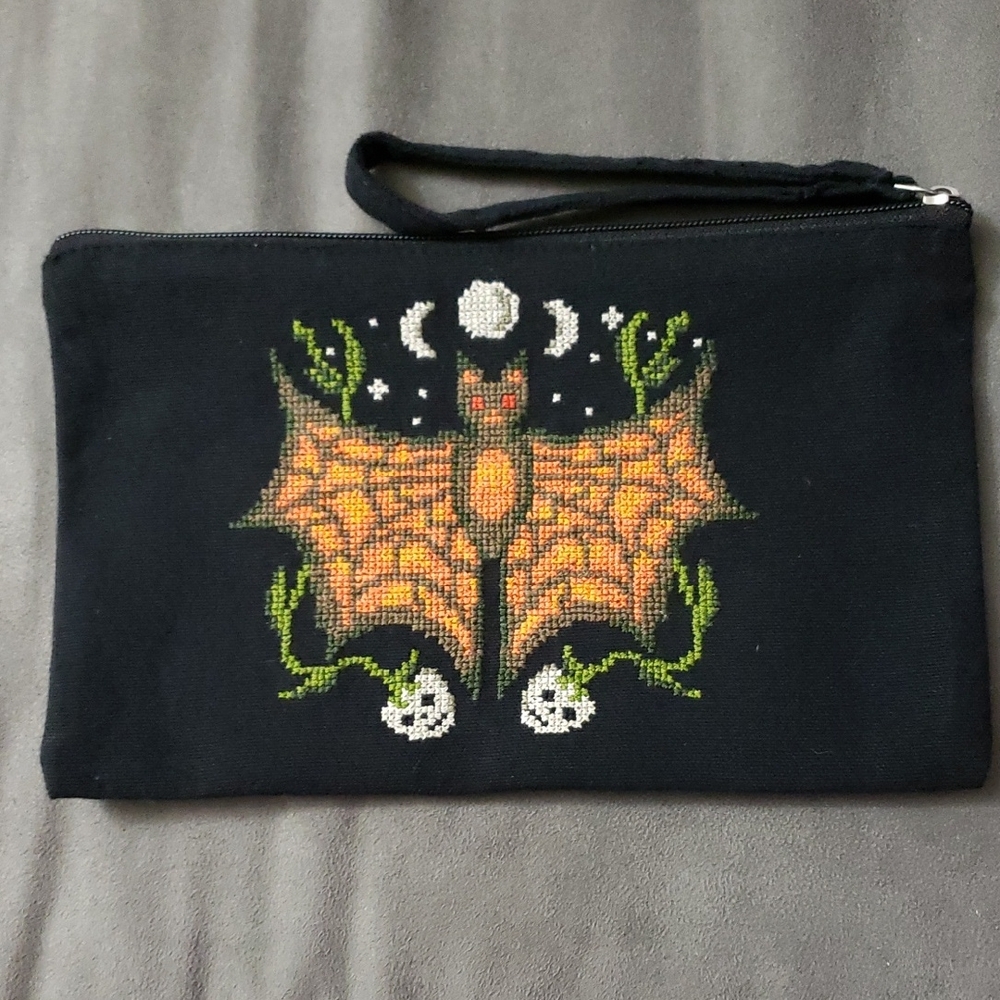 Black Wristlet With Spooky Bat Design